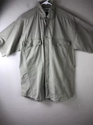 Vintage GITANO Mens M Camp Button Front Short Sleeve Shirt Tan  • $13.53