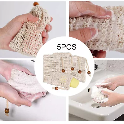 5 Pack Soap Bag Waste Mesh Bar Soap Loofah Holder Pouch For Shower L • $11.25