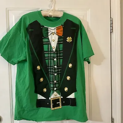 $12.99 • Buy Lucky St. Patricks Day T-Shirt Green Plaid Vest BowTie Sz XL
