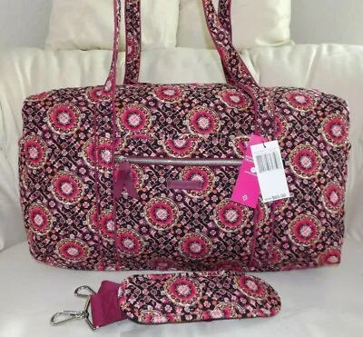 VERA BRADLEY Iconic Medium Travel Duffel Weekender Bag - Raspberry Medallion NWT • $85