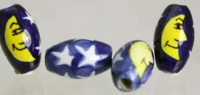 £3.99 • Buy Ceramic Hair & Crafts  BEADS  - Hand Painted In Peru Nice Big Holes -Oval V075