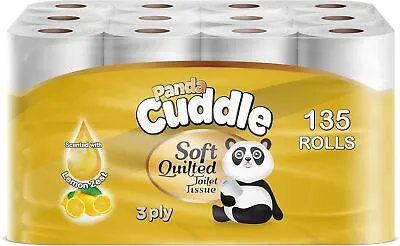 Panda Cuddle Soft Quilted 3 Ply Toilet Tissue Unscented Roll Ultimate Comfort • £9.99