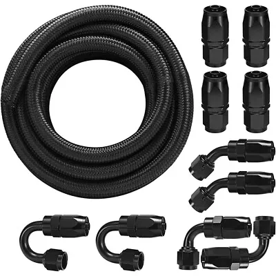 20FT 8AN 1/2  Nylon Braided Fuel Line Kit W/ Oil/Gas/Fuel Hose Fittings Adapter • $55.94