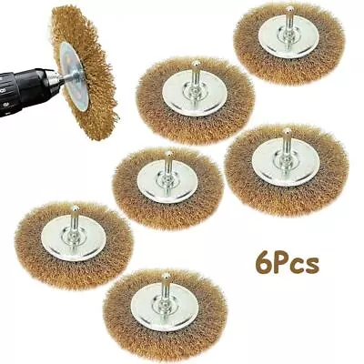 6pcs 100mm 1/4 Shank Flat Wire Wheel Paint Rust Removal Brush For Rotary Drill • $21.57