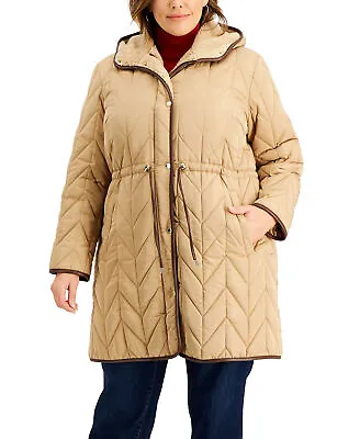 Vince Camuto Women's Plus Size Hooded Quilted Coat 2X Camel Brown • $29.04