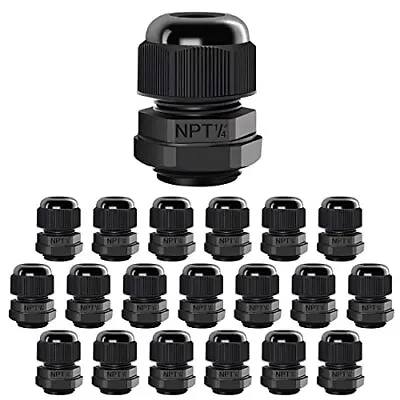 20 Pack NPT 1/4  Cable Glands Waterproof Adjustable 4-8mm Cable Connectors Bl... • $13.35