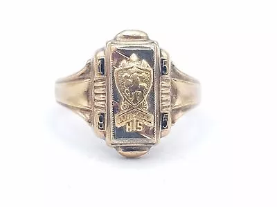 Vintage 1955 10k Yellow Gold Class Ring Size 5 • $32