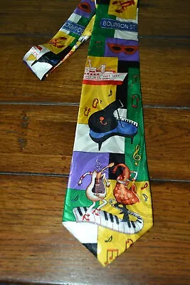 Mens Tie New Orleans Steven Harris Hand Made Music Piano Bourbon St Exc • $8