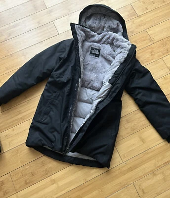 THE NORTH FACE Girls BLACK DOWN Long COAT PARKA Size S Age 8 • £19.99