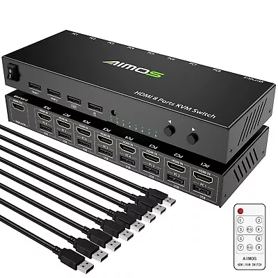 KVM Switch 8 Ports HDMI 2.0 KVM Switcher And USB 2.0 Hub Support 4K@30Hz For 8  • $143.95