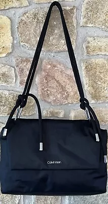 New Without Tags Calvin Klein Black Nylon Shoulder Bag Roped Adjustable Straps • £0.99