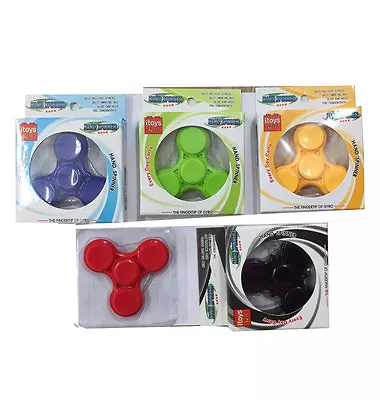 Plain Colour Fidget Finger Spinner Hand Focus Ultimat Bearing Stress Toy In Box • £3.99