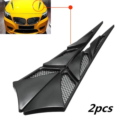 $20.89 • Buy 2Pcs Black Simulation Car Hood Vent Side Air Flow Sticker Set Decor Accessories