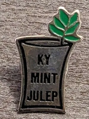  KY Mint Julep  Silver Drinking Glass With Green Leaf Vintage Southern Lapel Pin • $8.95