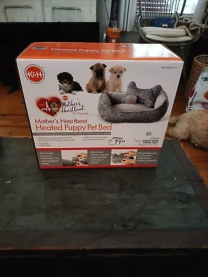 K&H Mothers Heartbeat Heated Dog Puppy Pet Bed Gray Bone Pillow 13x16  • $20