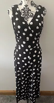 QVC Ronni Nicole Black White Spotty Jumpsuit Culottes Size 10 Worn Once  • £4.99