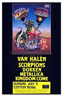 TEXXAS JAM 1988 ROCK ART CONCERT POSTER 11x17 VAN HALEN METALLICA SCORPIONS • $16.99