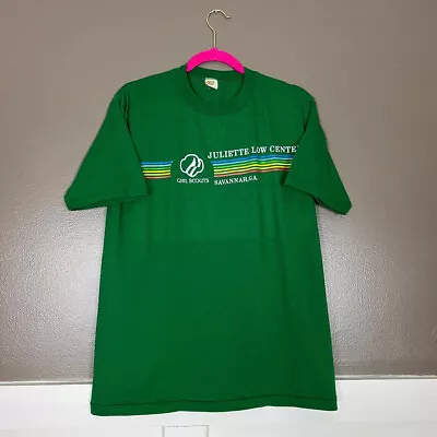Girl Scouts T-Shirt Vintage 1980s Velva Sheen Green Single Stitch Size Large • $24