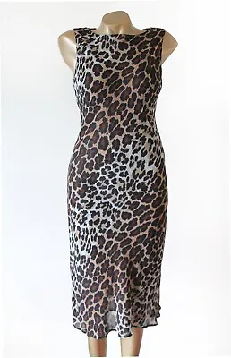 HOBBS Marilyn Anselm Animal Print Figure Hugging Lined Dress Size 12 VTG • £42.45