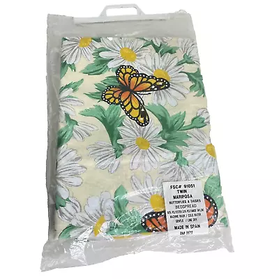 Twin Mariposa Bedspread Butterflies And Daisies Spain Bed Cover NEW! • $21.24