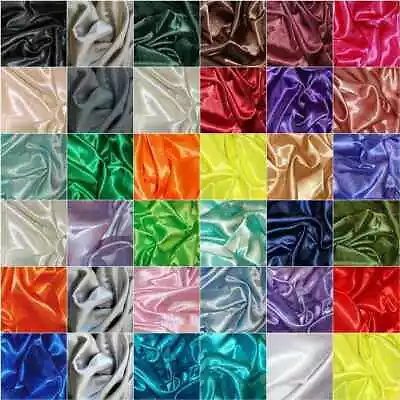 £3.19 • Buy *SALE* Silky Satin Fabric Dress Craft Plain Luxury Wedding Material 58 /44  Wide