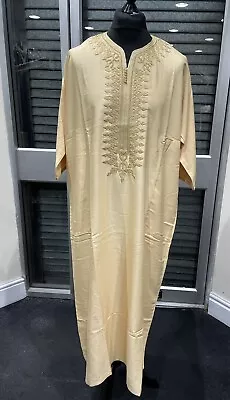 Mens Jubba Thobe Jilbab Moroccan Style Abaya Soft Fabric Islamic Clothing • £34.99