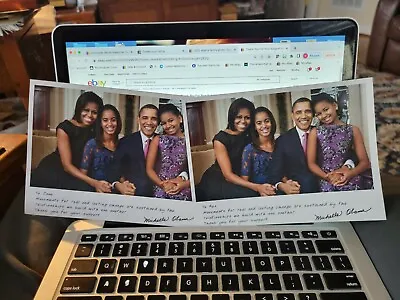 2 Thank You For Your Support Michelle Obama Signed Family Photos 2012 Campaign  • $14.95