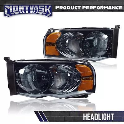 Smoke/Chrome Headlights LH RH Fit For 02-05 Dodge Ram 1500/03-05 Ram 2500 3500  • $59.90