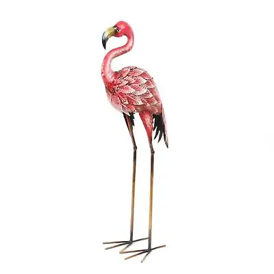 Pink Flamingo Lawn Ornament Metal Figure Bird Statue Garden Feature Outdoor 59cm • £29.99