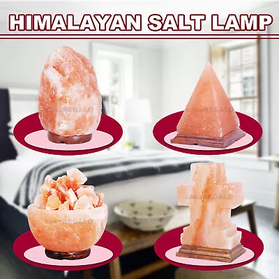 Himalayan Salt Lamp Carved Shape Natural Pink Crystal Rock Light Decor • $20.85