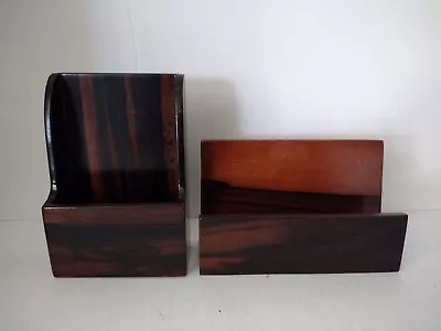 Gorgeous Rosewood Letter Holder Mail Notepad Pens Pencils Mid Century Modern • $42