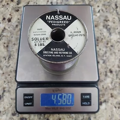 Nassau Pure White Water Rosin Solder AT-7076  B-Rosin. 4.58 Lbs.  .084 Dia • $225