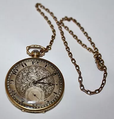 Antique MOVADO Sûreté Swiss Pocket WatchChainSterling Open Face Brussels 1910 • $7595