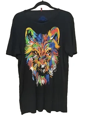 Ay Guey Mexican Clothing Brand Painted Wolf Artwork Style Black T-Shirt Size M • $39.15
