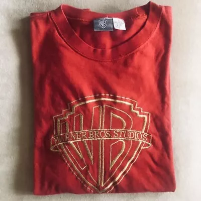 Vintage 90s Warner Bros Studios Embroidered Logo Tee (Red) Large • $24.99