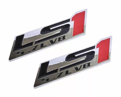$13.19 • Buy 2x LS1 5.7L V8  Fender Emblem Decal Badge Nameplate Letter Chrome Red