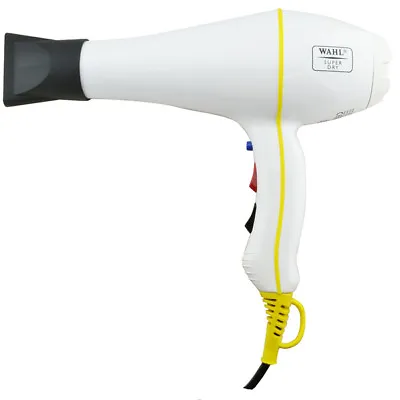 Wahl Professional Super/Power Dry 2000W Hair Dryer Tourmal Ionic+2 Nozzles/White • $58.95