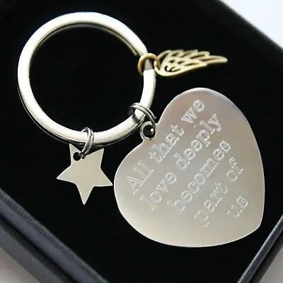 Personalised Engraved Keyring Angel Wing Memorial Remembrance Keepsake Gifts • £9.95
