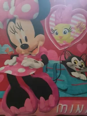 Disney Minnie Mouse & Friend Fleece Throw Blanket Bird Cat Pink Heart Bow 50 60  • £43.39