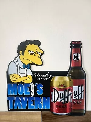 RARE Simpsons Moe’s Tavern Metal Sign  16x15 Duff Beer Mancave Beer Sign  • $28.99