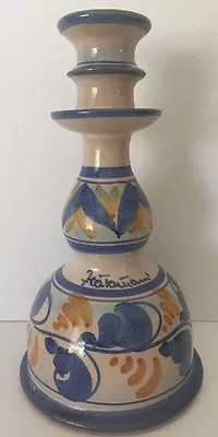 Firestone Ceramic Vietri Blue & White Hand Painted  Candlestick Holder Italy • $35