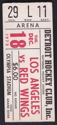Dec. 18 1973 Detroit Red Wings Vs. Los Angeles Kings Ticket Stub • $14.99