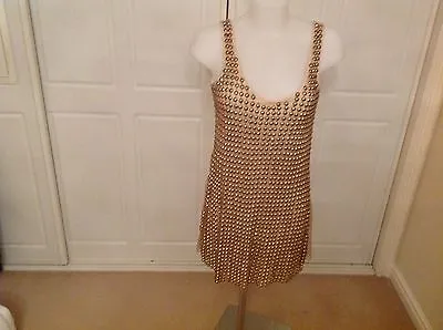 £32.99 • Buy Ladies Topshop Vintage Style Heavy Gold Beaded Dress Size 10 Limited Edition 