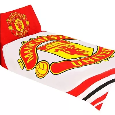 Manchester United FC Pulse Multi Crest Design Single Duvet Official Merchandise • £31.95