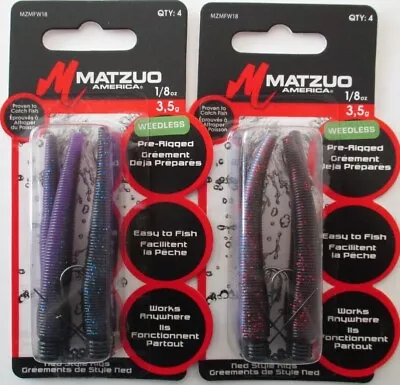 2 - MATZUO Weedless Ned Style Rigs - 4/Pk - 1/8 Oz.- Pearl Goby & Purple Haze • $7.19