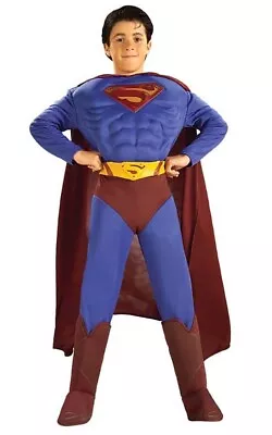 Licensed Deluxe Muscle Chest Superman Super Hero Child Boys Fancy Dress Costume • £22.72