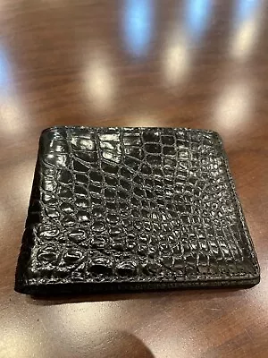 Genuine Dark Black Alligator Belly Leather Bifold Wallets New Free Shipping • $26.24