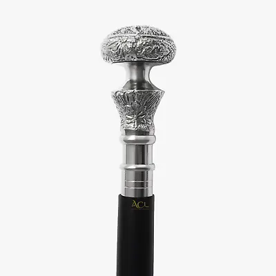 Classic Black Shaft Walking Stick With Antique Chrome Handle Durable And Stylish • £18.99