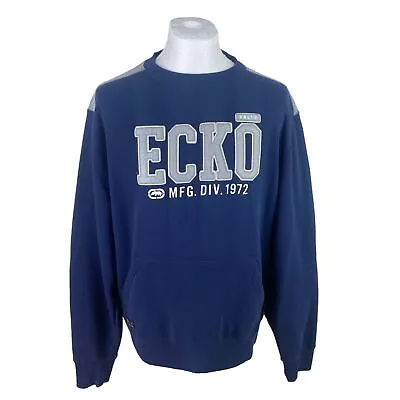 Ecko Unltd Sweatshirt XXL Blue Oversized Vintage Sweat Hipster Streetwear Y2K • £22.50