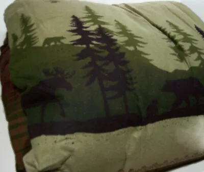 Cuddl Duds HeavyWeight Flannel Moose Lodge Forest Scene Full Queen Comforter Set • $149.99